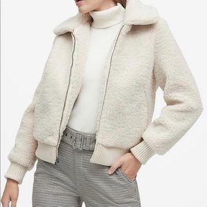 NWT Sherpa Bomber Jacket in Off White